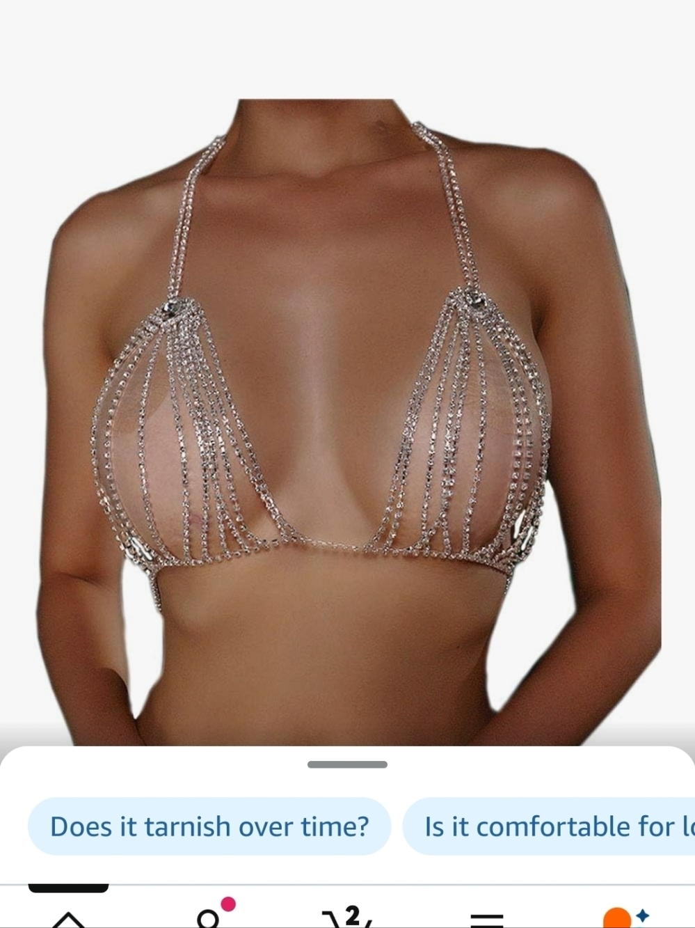 Silver Crystal Chain Bra Top BLING BLING
